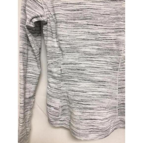 [174]Lululemon Shirt Women XS Gray Striped Long Sleeve Wrap Hem Athletic Running - Picture 4 of 5